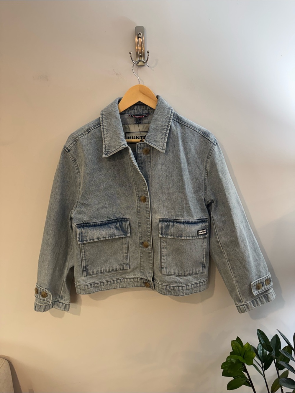 Hunter Light Wash Denim Utility Jacket, Sz Small, NWOT